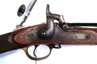 Lot 48 - Parker Hale (Birmingham) .451 muzzle loading percussion rifle with Rex Holbrook sights bullet mould, sizing die punch and nipple key