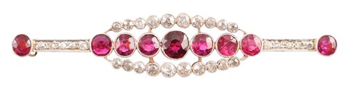 Lot 37 - Edwardian ruby and diamond bar brooch