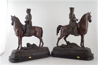 Lot 298 - Pair of Spelter figures after Ruffuny of WW1 Field Marshall John French and Joseph Joffre
