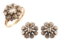 Lot 22 - 19th century diamond cluster ring and pair of matching screw back earrings