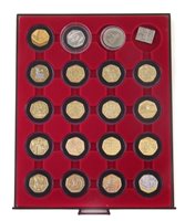 Lot 101 - One tray to include seventeen impaired proof Fifty Pence Gold Plated coins.