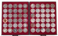 Lot 51 - Two trays of Royal Mint, Queen Elizabeth II, Five Pounds proof and circulated coins.