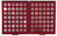 Lot 74 - Two trays of assorted coins to include Two Shillings (Florins) and Ten Pence coins.