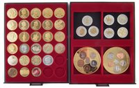 Lot 13 - Two trays of gold-plated Queen Elizabeth II and reproduction coins.