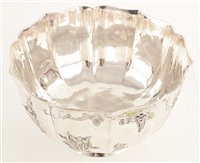 Lot 82 - Chinese silver lotus flower shape large bowl