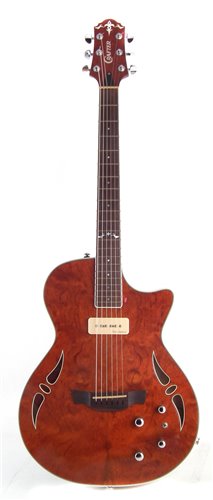 Lot 105 - Crafter SAT Bubinga hybrid guitar with hard case and accessories.