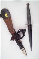 Lot 182 - French Gras rifle bayonet and scabbard,  Mauser bayonet and a commando style knife