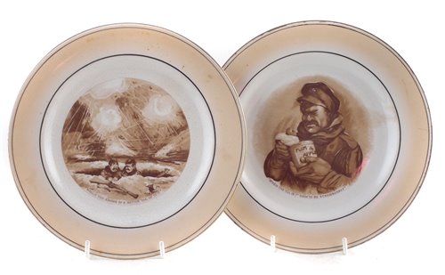 Lot 272 - Two Grimwade's Bruce Bairns father plates with Staffordshire Girls 1917 inscriptions to reverse.