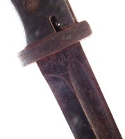 Lot 160 - German Third Reich K98 Mauser bayonet with matching scabbard both with serial number 8909