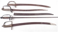 Lot 189 - Three cutlasses or short swords and a court sword