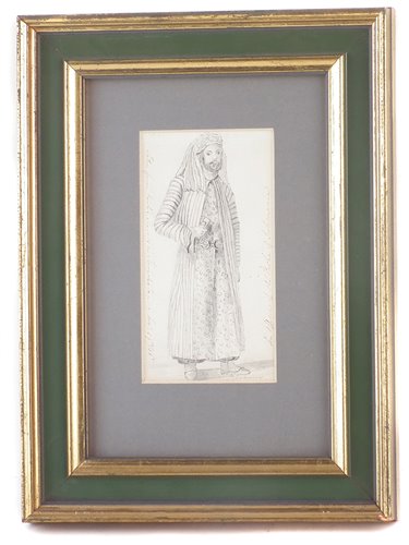 Lot 327 - 19th century pencil drawing 'Officer of the Pasha' dated Nov. 29th (18)36 framed