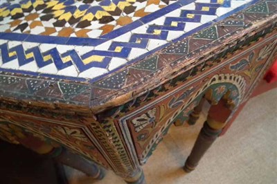 Lot 273 - Early 20th century North African painted softwood occasional table.