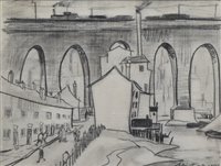 Lot 276 - William Turner, "Stockport Viaduct", charcoal.