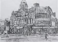 Lot 277 - Arthur Delaney, "Manchester Hippodrome", charcoal drawing.