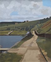 Lot 341 - Russell Howarth, "Canal at Diggle, Saddleworth", oil.