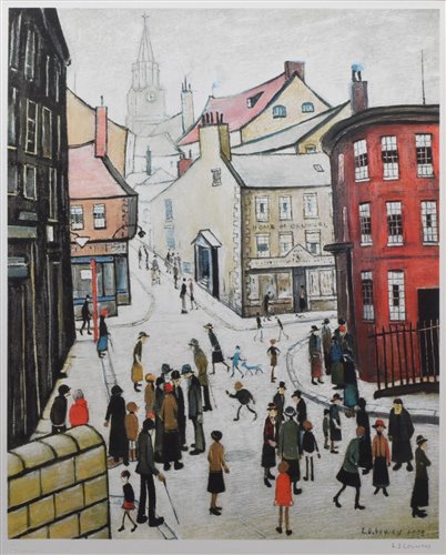 Lot 190 - After L. S. Lowry, "Berwick-upon-Tweed", signed print.