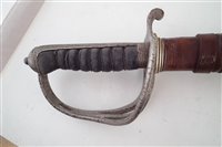 Lot 199 - 1822 pattern Royal Artillery Officer's sword and leather covered scabbard