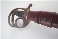 Lot 199 - 1822 pattern Royal Artillery Officer's sword and leather covered scabbard