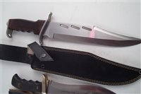 Lot 191 - Five modern Bowie knifes in sheaths