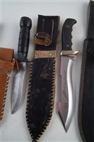 Lot 191 - Five modern Bowie knifes in sheaths