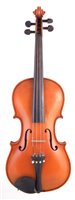Lot 3 - Amati pattern violin, with two piece back, bow and case