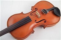 Lot 3 - Amati pattern violin, with two piece back, bow and case