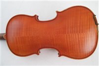 Lot 3 - Amati pattern violin, with two piece back, bow and case