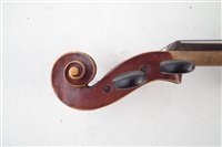 Lot 9 - 3/4 size violin, with two piece back, with case.