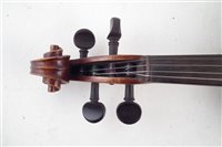 Lot 9 - 3/4 size violin, with two piece back, with case.