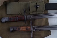Lot 146 - Two bayonets, AFS axe and various webbing.