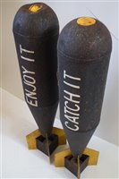 Lot 252 - Pair of 100lbs training bombs.