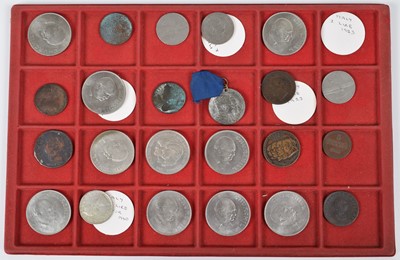 Lot 33 - One case of assorted tokens and coinage.