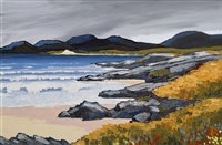 Lot 232 - David Barnes, "The Great Sand Dune, Luskentyre, Isle of Harris", oil.