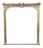 Lot 366 - Large Victorian gesso framed over mantel mirror.