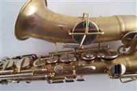 Lot 48 - Elkhart Buescher True Tone Low Pitch saxophone serial number 193789, with original case, recently re-padded
