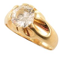 Lot 160 - Diamond solitaire Gypsy style 18ct gold signet ring