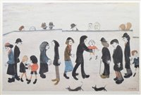 Lot 316 - After L.S. Lowry, "Man Holding Child", signed print.