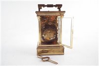 Lot 311 - 20th century carriage clock, brass frame.