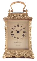 Lot 309 - 20th century carriage clock, cast brass frame.