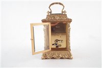 Lot 309 - 20th century carriage clock, cast brass frame.