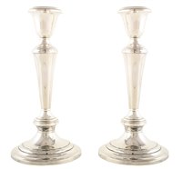 Lot 99 - Pair of Sterling Silver American candle sticks