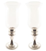 Lot 72 - Pair of American sterling silver glass lanterns