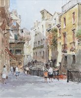 Lot 268 - George Thompson, "Fondimento dell'Osmarin, Venice", watercolour.