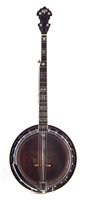Lot 132 - Hondo II Five string banjo, with inlaid fingerboard rosewood resonator,  with hard case