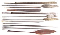 Lot 168 - Twelve East African spear heads and a short sword