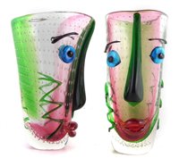 Lot 197 - Pair of Murano glass face vases