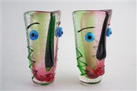 Lot 197 - Pair of Murano glass face vases