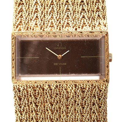 Lot 88 - A 1970s 18ct gold Omega De Ville manual wind bracelet watch