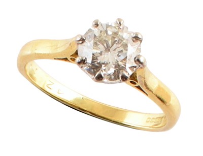 Lot 77 - Diamond solitaire 18ct gold ring