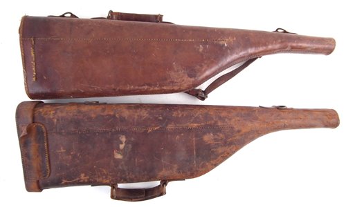 Lot 338 - Two Leg of Mutton leather shotgun cases